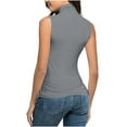 thumbnail image 6 of FAIWAD Tank Top for Women Sleeveless Plus Size Mock Neck Stretch Fitted Layer Tees Summer Slim Ruched Basic Undershirts, S-5XL, 6 of 9