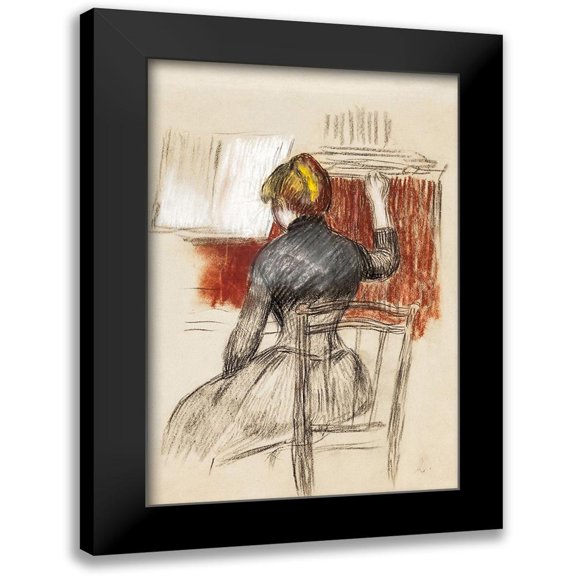 Renoir, Pierre-Auguste 11x14 Black Modern Framed Museum Art Print Titled - Woman at a Piano