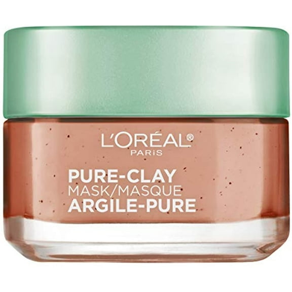 L'Oreal Paris Skincare Pure Clay Face Mask with Red Algae for Clogged Pores to Exfoliate And Refine Pores, Clay Mask, at home face mask, 1.7 oz.