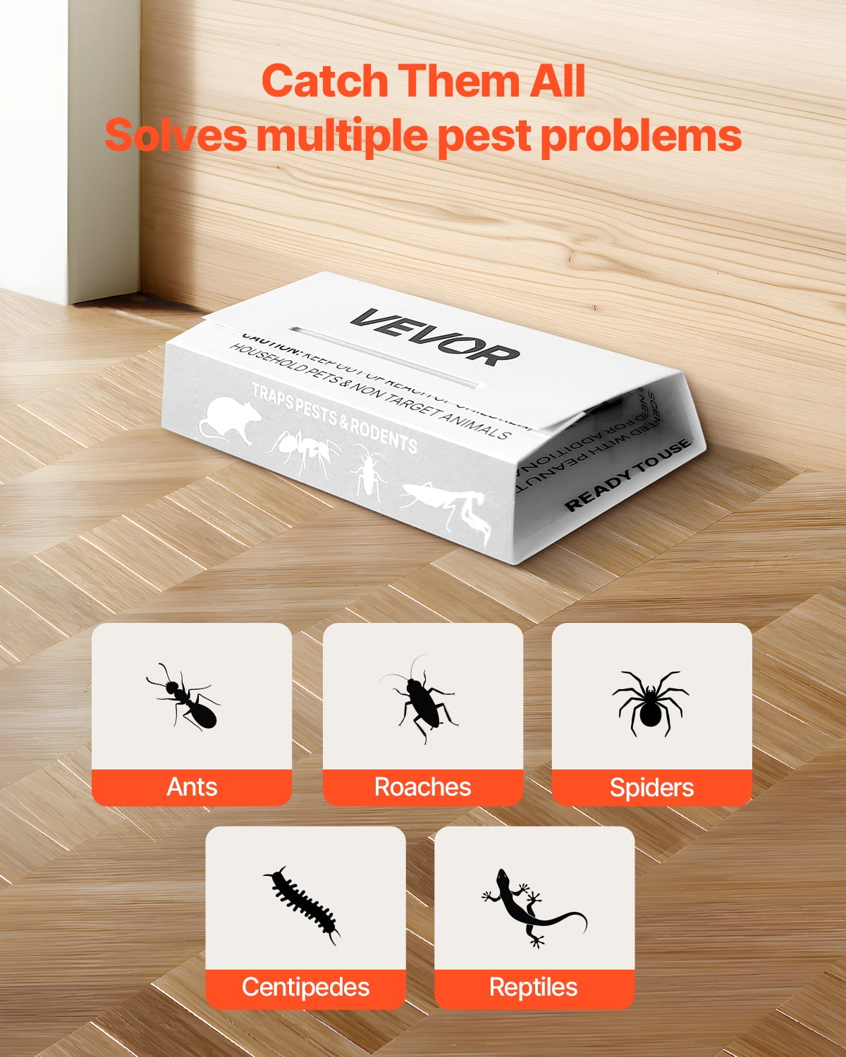VEVOR Insect Glue Trap,36 Pack Glue Boards, Peanut Scent, Foldable Design Sticky Pest Control Adhesive Sticky Traps Indoor for Home, Ready to Use for Catching Bugs, Ants, Roaches, Spiders, Centipedes