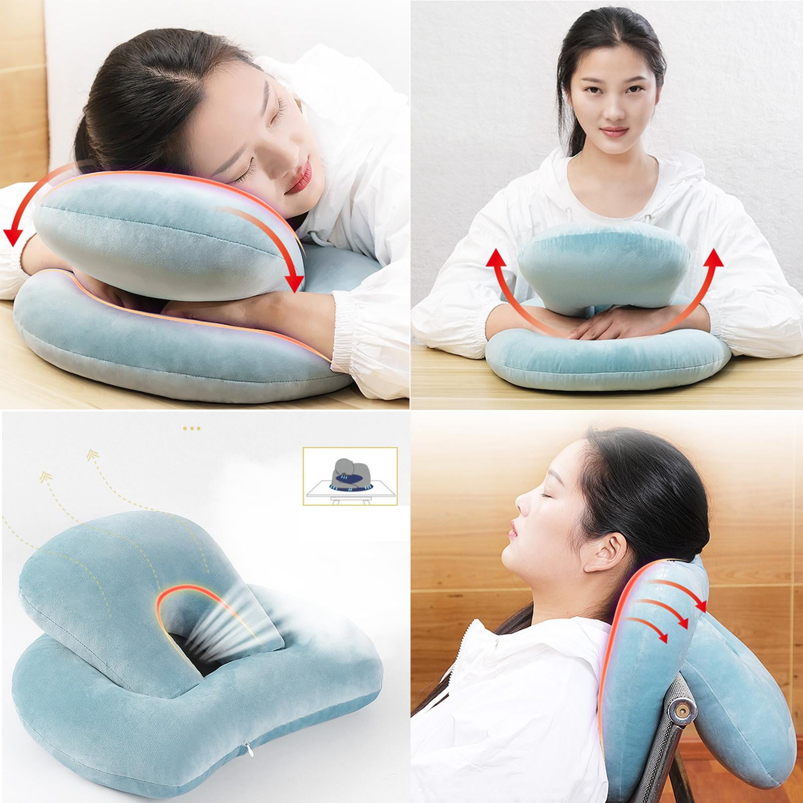 Rongfmy Memory Foam Explosions Nap Pillow Support for Office Travelling Desk gray