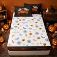 thumbnail image 4 of Erosebridal Spooky Pumpkin Lantern Zipper Full Size Comforter Sets with Fitted Sheet and 2 Pillowcases, Cute Ghost Zipper Bedding Set for Boys Girls, Dark Black Orange, Halloween Reversible, 4 of 7