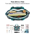 thumbnail image 4 of Tote Bag for Women - Pioneer Flower Shoulder Bag - Large Utility Work Duffle Bag with Zipper Handbag for Travel, Work, Sprots, 4 of 5