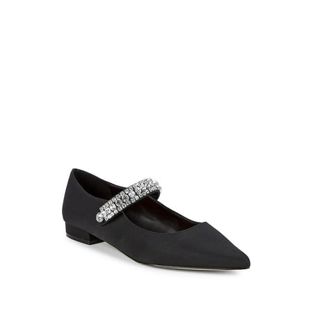 - Kingly Embellished Mary Jane Fabric Flats