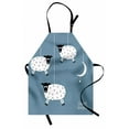 thumbnail image 1 of Sweet Dreams Apron Hanging Sheep Star and Crescent Moon Sleeping Themed Illustration, Unisex Kitchen Bib Apron with Adjustable Neck for Cooking Baking Gardening, Slate Blue Black White, by Ambesonne, 1 of 3