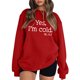 thumbnail image 1 of Gibobby Sudadera mujer Sudadera suelta casual de manga larga con cuello redondo para mujer blusa grande de manga larga(Rojo,M), 1 of 4