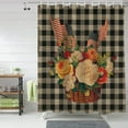 thumbnail image 2 of 4th of July Shower Curtain Plants Flowers Basket Patriotic Shower Curtains for Bathroom Decor Independence Day USA Flag Buffalo Check Vintage Bath Curtains Sets Waterproof Small Stall 36" x 72", 2 of 6