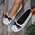 thumbnail image 2 of Bxsruta Polka Dot Bow Decor Ballet Flats for Women, Comfort Cotton Polyester Casual Slip on Shoes, 2 of 8