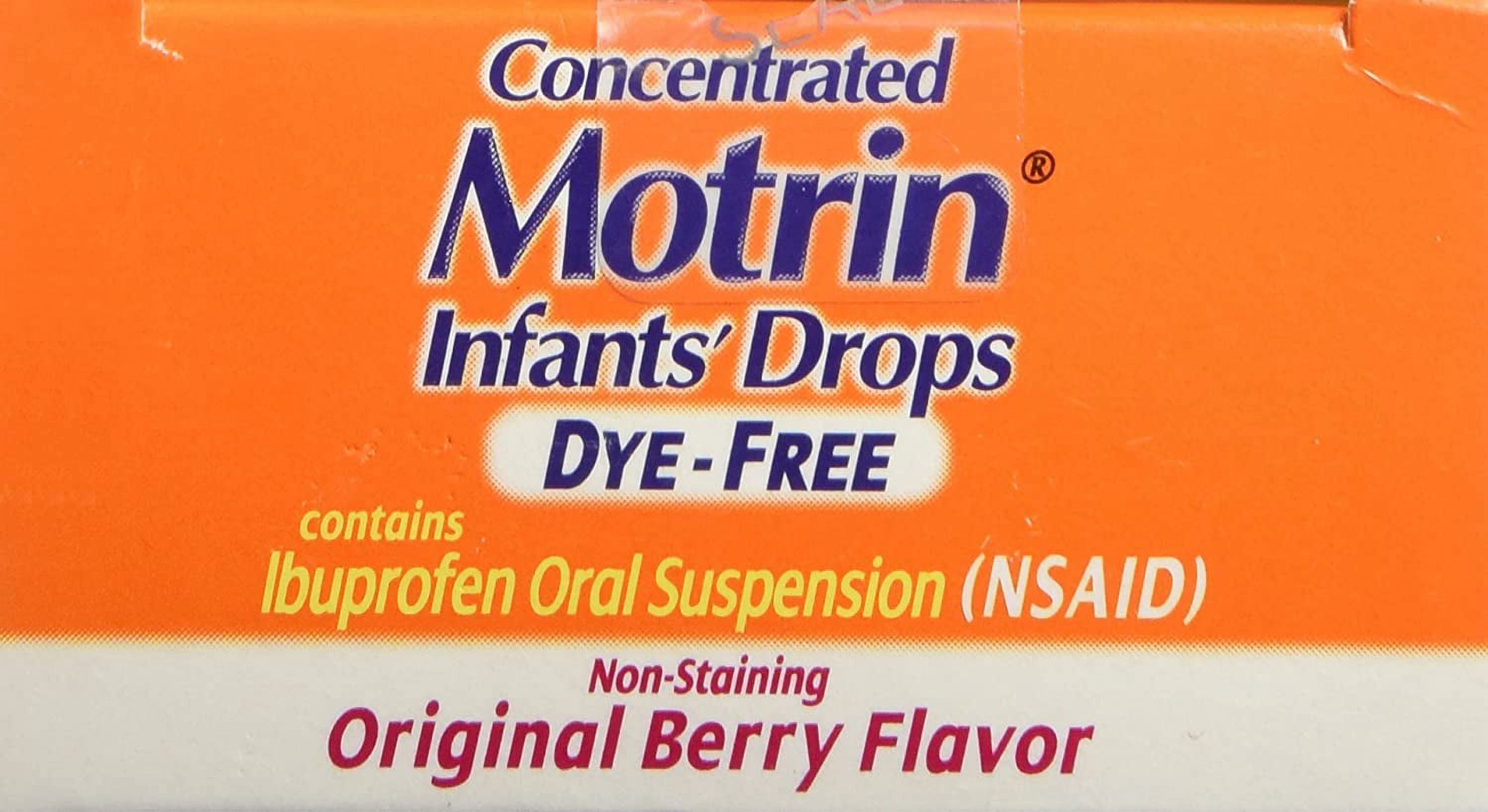 Motrin Concentrated Infants' Drops Dye-Free, Original Berry 1 oz (Pack of 3)
