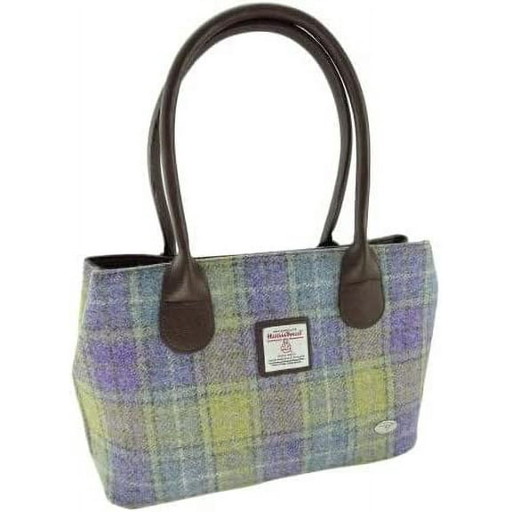 Harris Tweed 'Cassley' Classic Handbag in Muted Lilac / Green by Glen Appin of Scotland