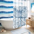 thumbnail image 6 of No Hook Shower Curtain, Palm Tree Monstera Shower Curtains for Bathroom with See Through Top Window, Slate Blue Leaf Boho Botanical Tropical Waterproof & Washable Bath Curtain Narrow 54"x78", 6 of 9