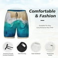 thumbnail image 3 of Yiaed Beach Print Mens Swim Trunks Bathing Suit Compression Liner Beach Swim Shorts Swimwear Quick Dry Zipper Pocket No-Chafing Board Short-X-Large, 3 of 6