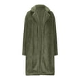 thumbnail image 5 of BADHUB Women's Fuzzy Fleece Lapel Open Front Long Cardigan Coat Faux Fur Warm Winter Outwear Jackets Army Green S, 5 of 7