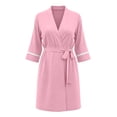 thumbnail image 6 of AnuYalue Bathrobe for Women Trendy V Neck Soft Nightgown 3/4 Sleeve Sleepwear Quick Dry Robes Home Wear, 6 of 8