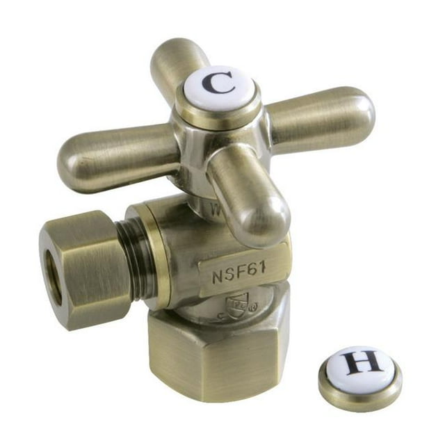 Kingston Brass CC43103X Quarter Turn Valves (1/2-Inch FIP X 3/8-Inch O.D. Compression) Antique Brass