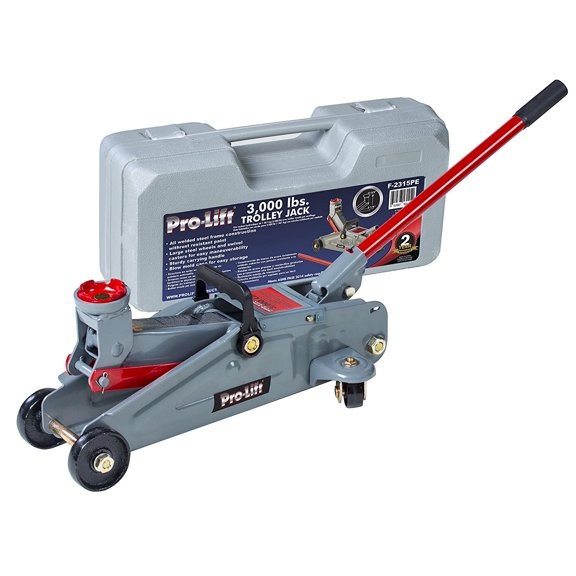 Pro-Lift F-2315PE Grey Hydraulic Trolley Jack Car Lift with Blow Molded Case (3000 lbs Capacity)