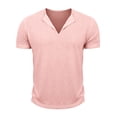 thumbnail image 4 of XAOFW Summer Short Sleeve V Neck T Shirt Solid Color Casual Basic Tee Holiday Vacation Stylish Tops, 4 of 8