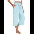 thumbnail image 3 of Pantalones Cortos para Mujer, Informales, con Cordón y Bolsillos, Holgados, de Cintura Alta y Pierna . Azul S, 3 of 6