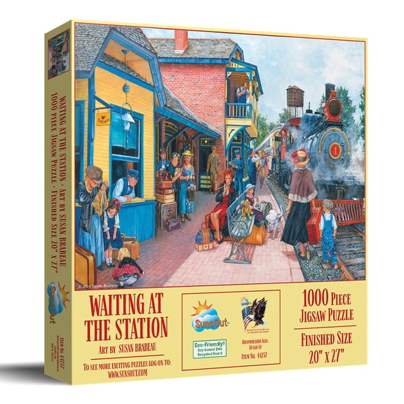 SUNSOUT INC - Waiting at the Station - 1000 pc Jigsaw Puzzle by Artist: Susan Brabeau - MPN# 44257