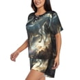 thumbnail image 2 of Kdxio Space White Horse Print Pajamas Sets for Women Short-Sleeved Pjs with Lounge Shorts Two Piece Sleepwear S-4XL, 2 of 5