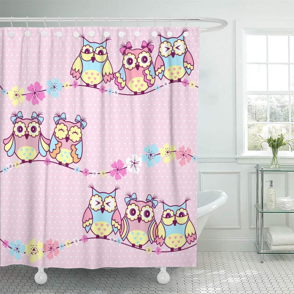 CYNLON Cute Beautiful Pattern Owls and Flowers on Pink Nursery Bathroom