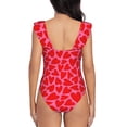 thumbnail image 5 of Haiem Red Love Heart Women's Ruffle One Piece Swimsuits Tummy Control Bathing Suit V Neck Swimwear Slimming for Teen Girls-, 5 of 8