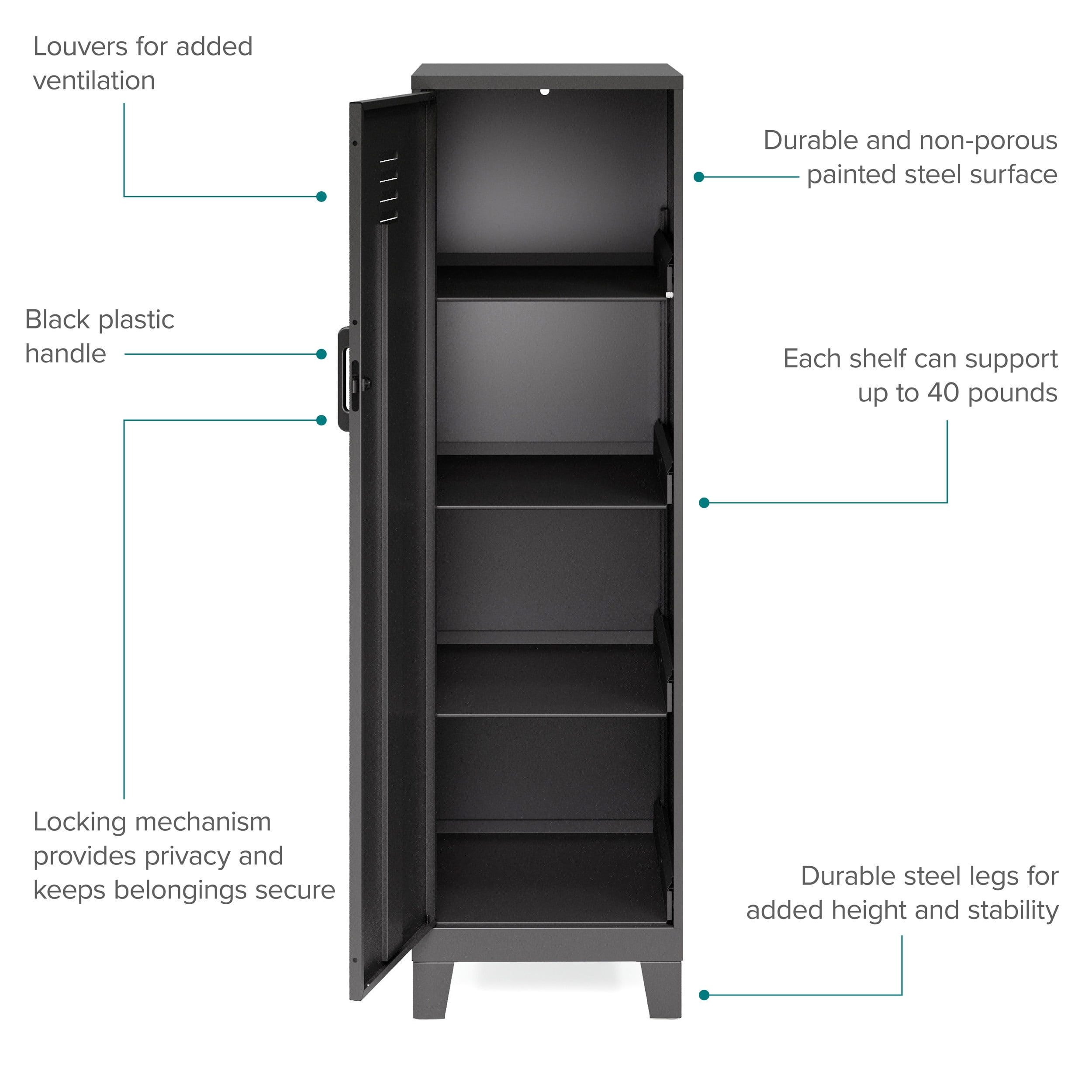 Space Solutions Metal Bin Storage Cabinet Mobile 36x30x18 Black/Graphite