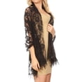 thumbnail image 4 of Sakkas Mari Women's Large Lightweight Soft Lace Scarf Wrap Shawl Floral and Fringe - BlackRoseLace - One Size, 4 of 5