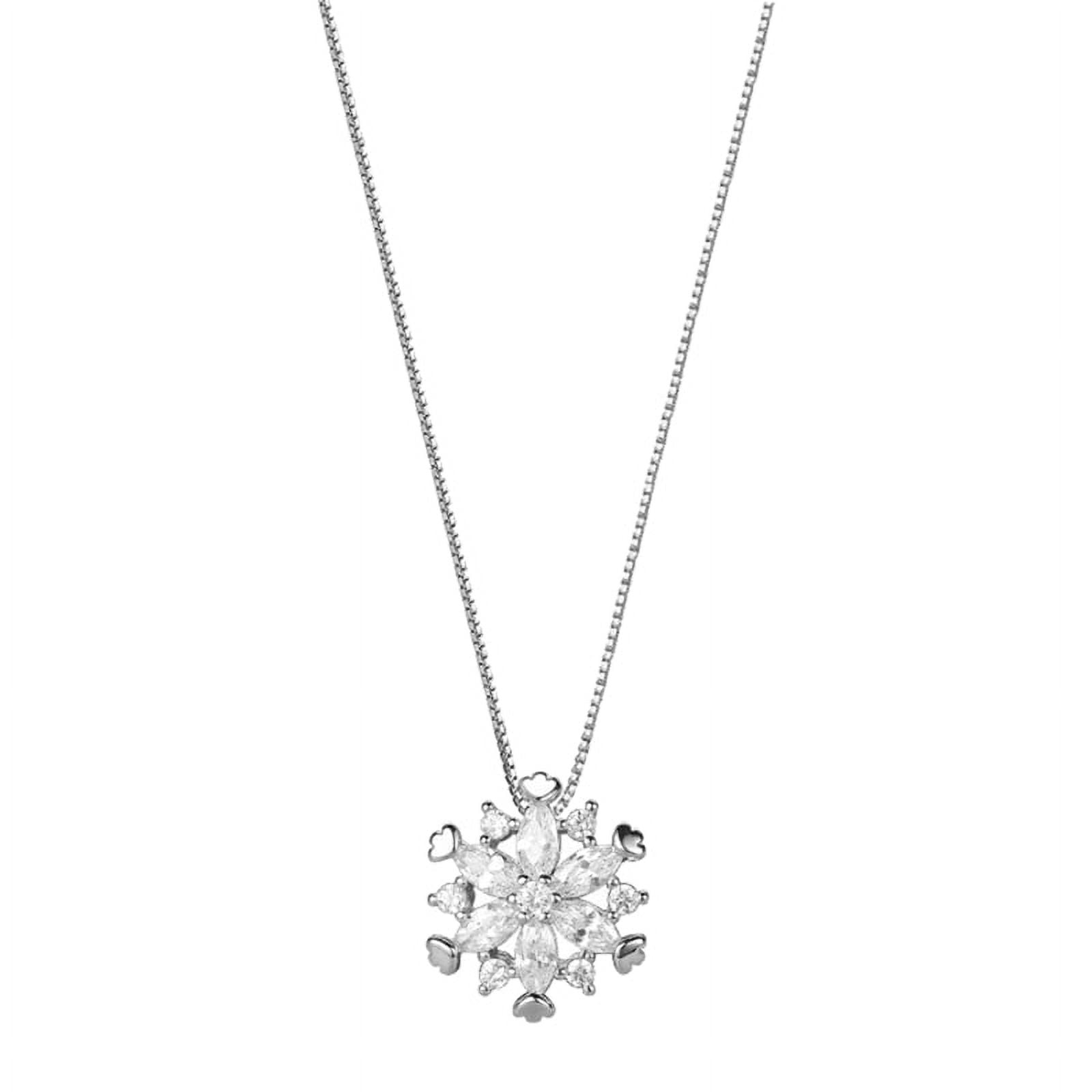 WINDLAND Snowflake Necklace for Women Snow Flake Jewelry Holiday Xmas Crystal Jewelry