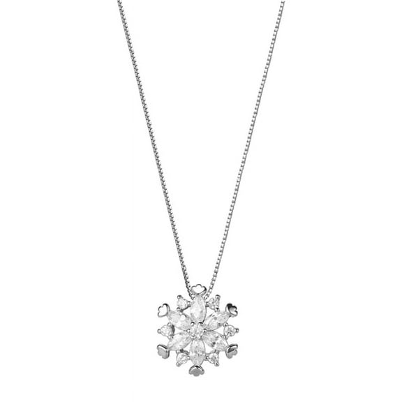 WINDLAND Snowflake Necklace for Women Snow Flake Jewelry Holiday Xmas Crystal Jewelry
