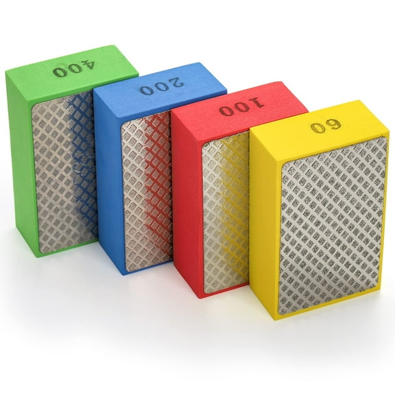 4 Pack Sanding Blocks Hand Diamond Polishing Pads, Sandpaper Sponge Hand Sanding Pads