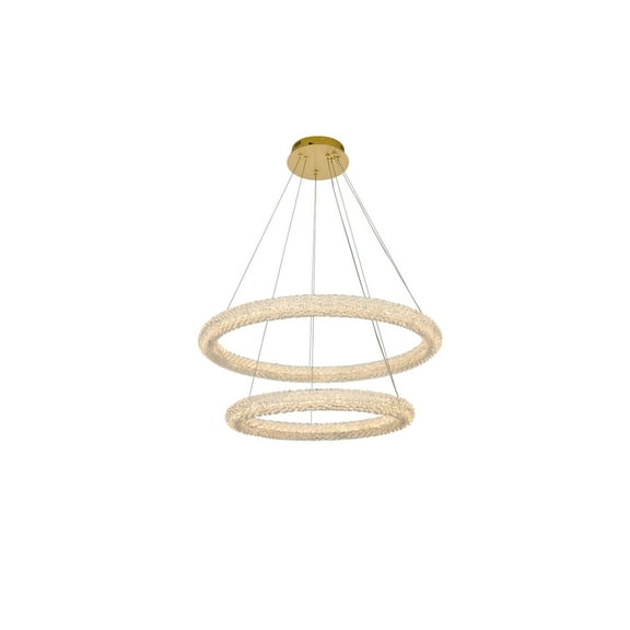 Elegant Lighting Bowen 32 Inch Adjustable Led Chandelier In Satin Gold