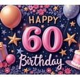 thumbnail image 4 of Yatrandify Colorful Design Happy 60 Birthday Banner Decorative Balloons Celebration Cake Floral Stars for Birthday Party Indoor Decoration Milestone Event, 4 of 8
