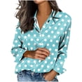 thumbnail image 3 of Sexlip Womens Polka Dot Print Blouse Tie Front Design Lightweight Fabric Relaxed Silhouette for Brunch Outings Blue M, 3 of 5