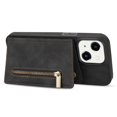 thumbnail image 4 of SaniMore for iPhone 14 6.1" 2022 Back Case with Zipper Card Pokcet Flip Wallet/Kickstand Shock Absorption Anti-fall Retro PU Leather Wear-resistant Shell For iPhone 14, Black, 4 of 9
