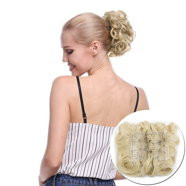 Hair Bun Extension with Claw Comb Ponytail Messy Chignon Updo Ponytail Scrunchie Donut Hairpiece