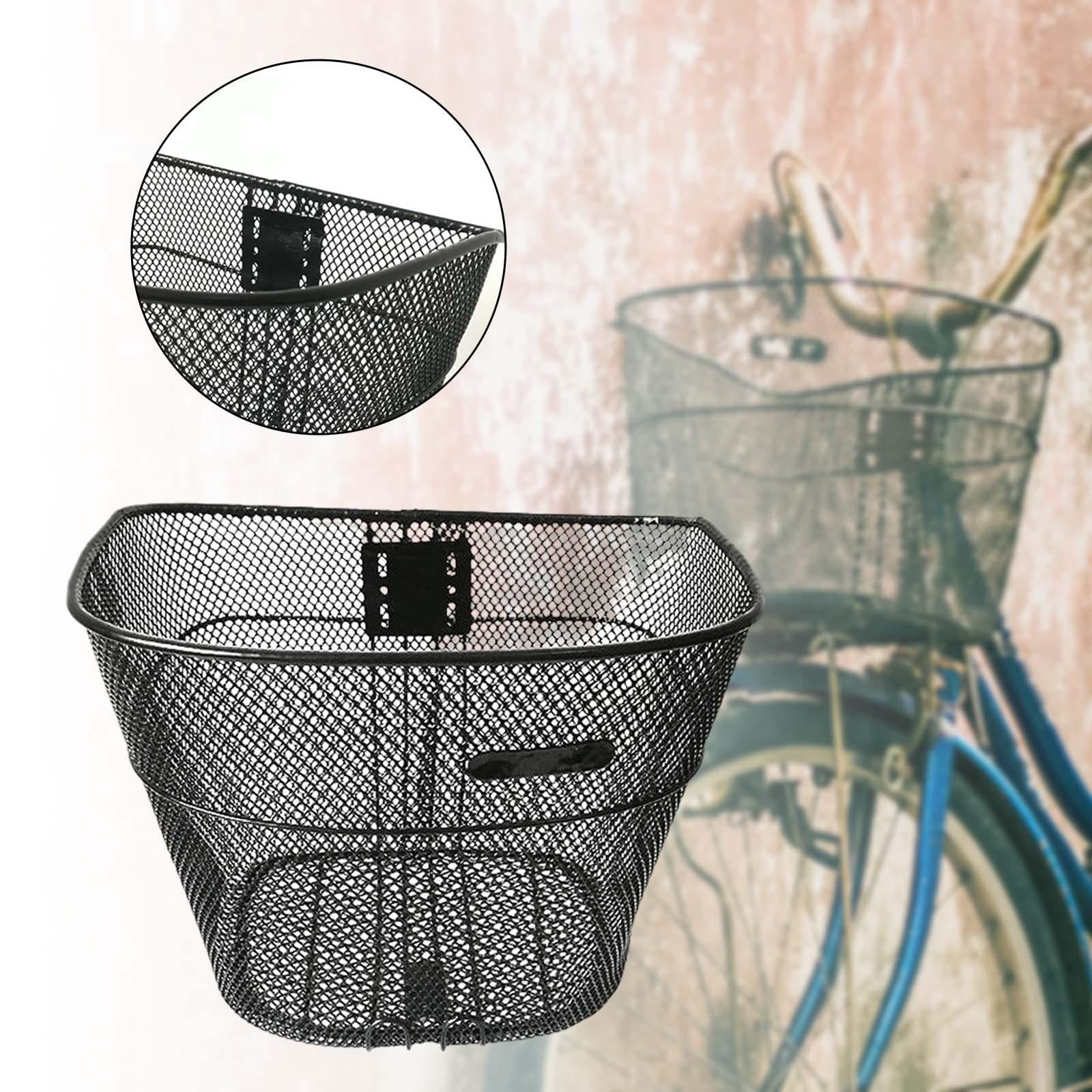 Vensio Heavy Duty Iron Mesh Bike Front Basket with 3 Fixed Holders Removable Handlebar Storage for Shopping