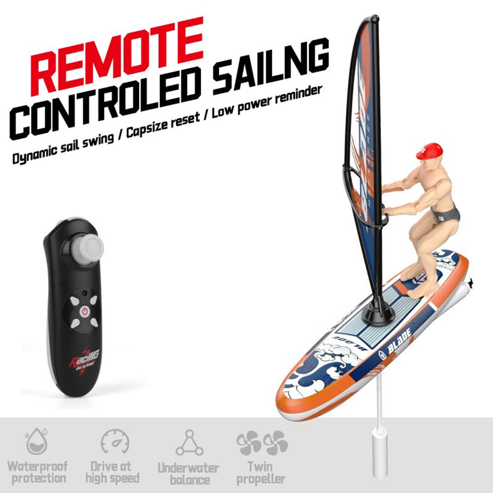 2.4GHz Remote Control Boat for Boys&Girls Pool, High Speed Rechargeable Water Racing Toy with LED Lights, Floating RC Ship for Ages 6-12, Outdoor Pool & Lake Summer Gifts
