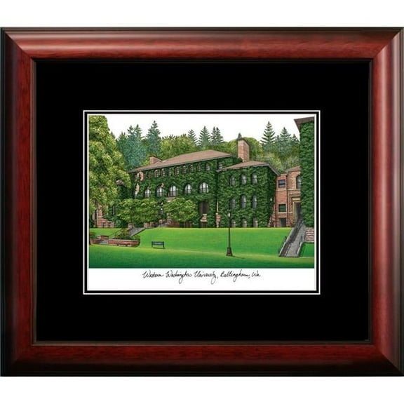 Campus Images WA997A 18 x 14 in. Western Washington University Academic Framed Lithograph - Satin Mahogany