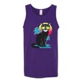 thumbnail image 2 of Cool California Beach Kitten Silhouette Sun Cat | Mens Cat Lover Graphic Tank Top, Purple, 2XL, 2 of 4