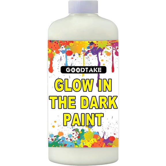 GOODTAKE Glow in The Dark Paint | Green Ultra Bright Luminous Glow Paint | UV Reactive & Black Light Activated | Long Lasting for Crafts & Decor (White (Glows Green), 4 Fl Oz)