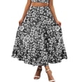 thumbnail image 1 of Gibobby Falda estampada para mujer Estampado fluido Boho cintura oscilante bolsillo escalonado mujeres vestido elástico plisado una falda playa verano falda de línea larga(Negro， M), 1 of 5
