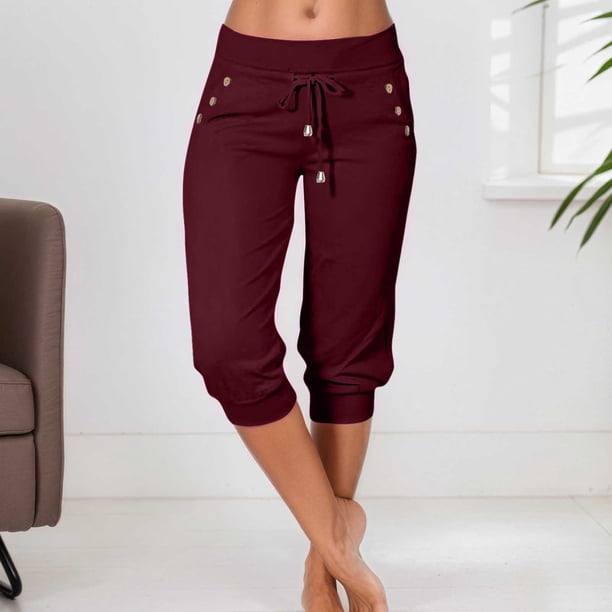 WILLBEST Pantalones Casuales de Cintura Alta con Cordón y Bolsillos para Mujer: Ideales para Uso Diario. Diseño Elegante para Primavera y Verano. Conjuntos Cómodos y Relajados. Mediana