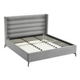 thumbnail image 4 of Inspired Home Montez Upholstered Velvet King Size Wingback Platform Bed, Light Grey, 4 of 7