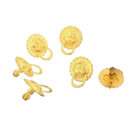 Lion Drawer - Suitcase Box Wardrobe Drawer Decotaive Lion Head Ring Pull Handle 6pcs