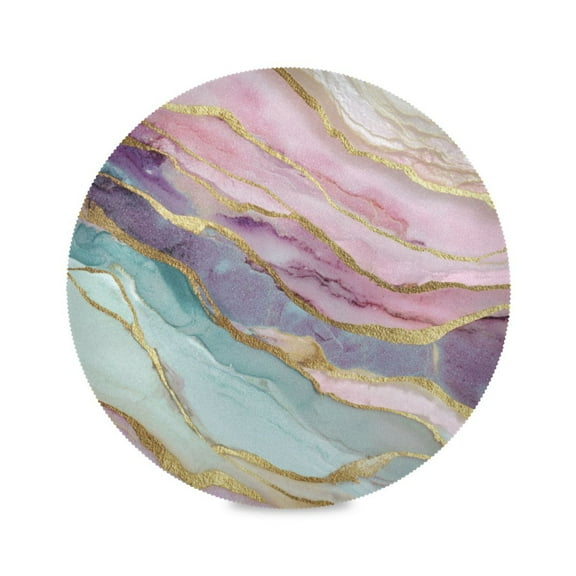 Round Placemats Set of 1 Heat Resistant Washable Kitchen Table Decorations 15.4in Colorful Beautiful Marble Veins