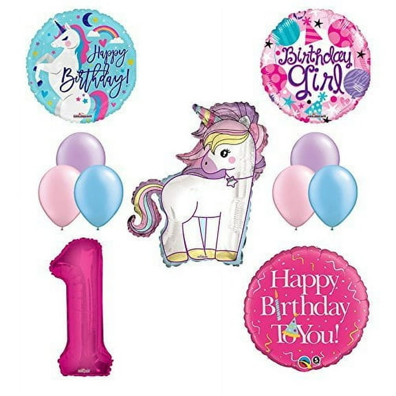 Unicorn Birthday Girl 11-Piece Balloon Bouquet (Select Your Age)
