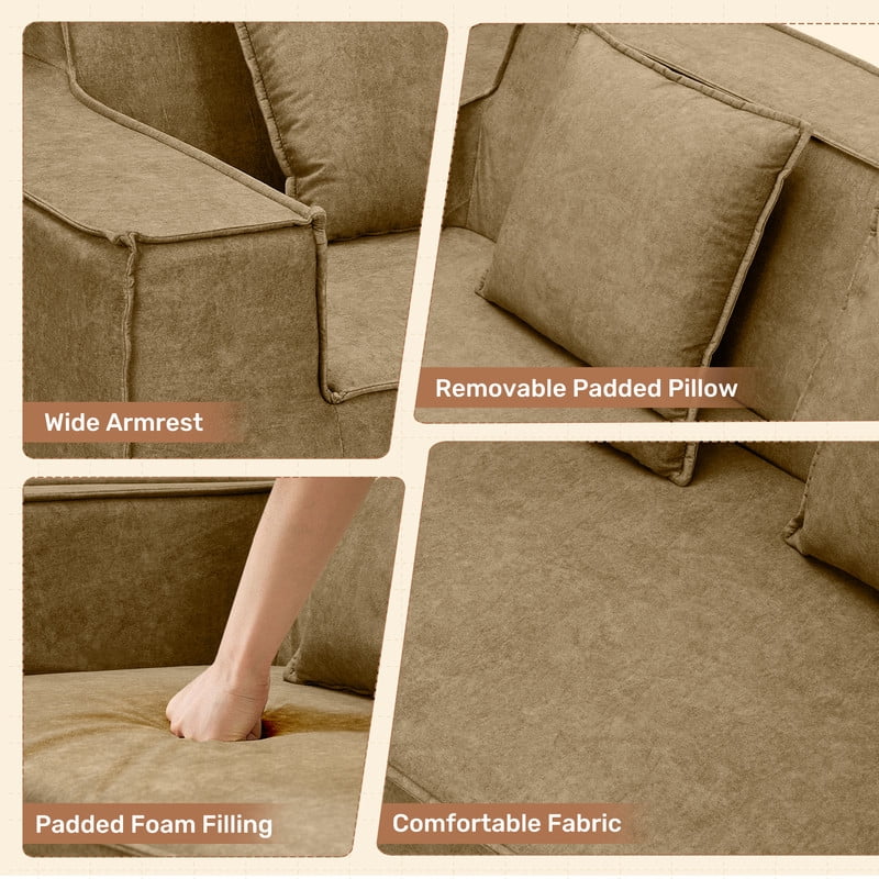 Hawsaiy 75" Pet-Friendly Cat-Scratch Fabric Loveseat Sofa with Wide Armrests & Removable Pillows, No Assembly Foam Couch, Vacuum Packed, High-Density Support, Brown