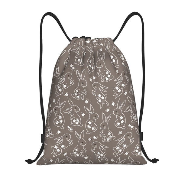 Fotbe Retro Bunny Bolsa Mochila con Cordón Estampada, Bolsa de Gimnasio Deportiva, Bolsa Cinch, Bolsa con Cordón para Hombres y Mujeres-Medium