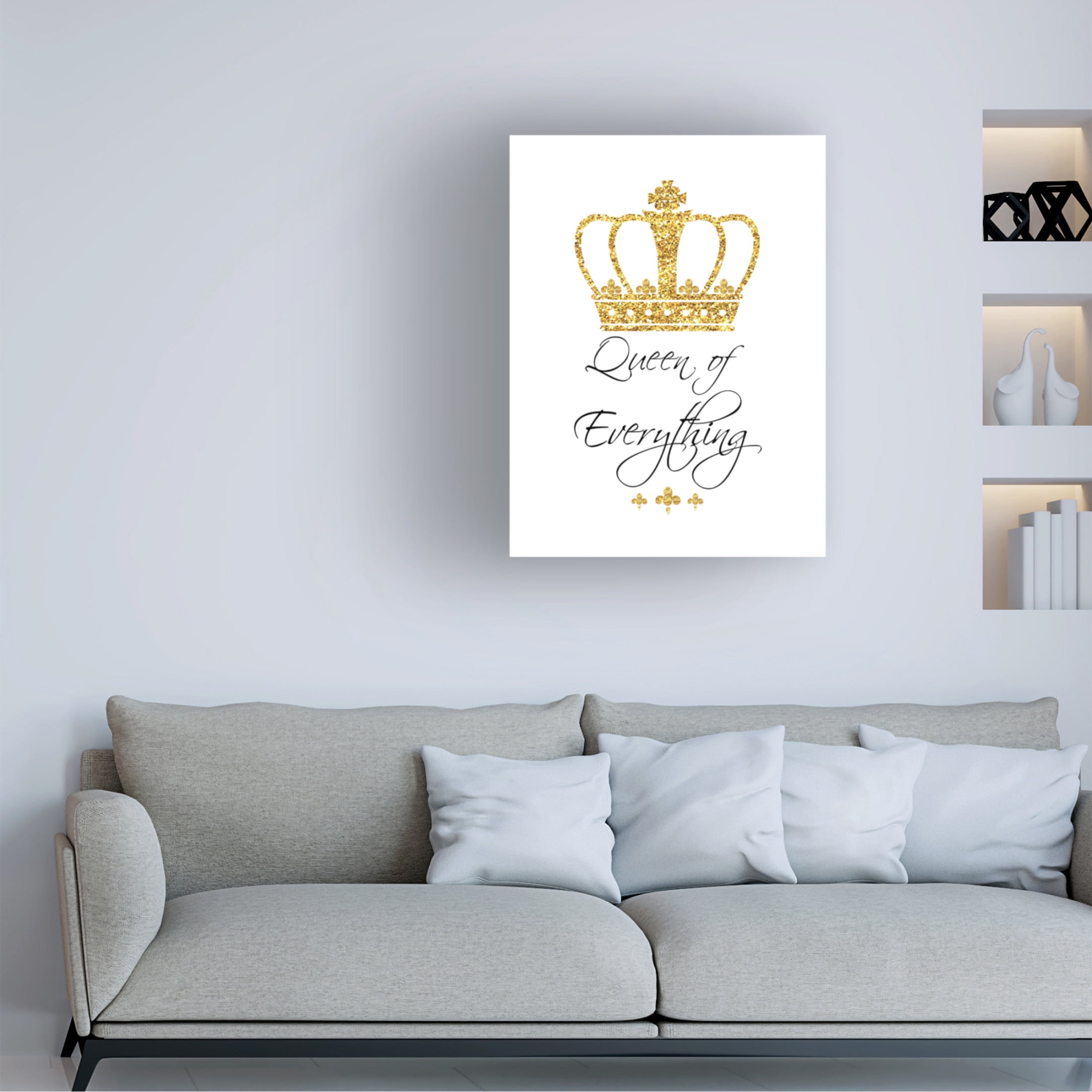 Canvas Wall Art - Jean Plout 'Queen Typography A' Wall Art for Living Room, Bedroom, or Office Décor by Trademark Fine Art - 35 x 47 Inches